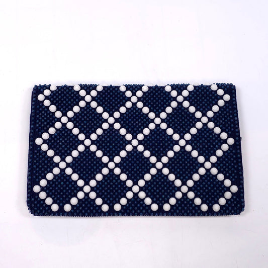 Beaded Fold Over Clutch Handbag Purse 2 Comparments