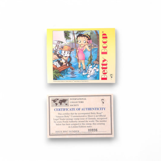 Betty Boop Amazon Betty Pudgy Bimbo Sail Boat Fish Stamp Sheet MNH with COA ICS