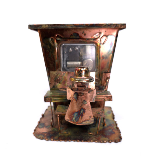 Vintage Copper Saloon Piano Player Wind Up Music Box Steampunk Art