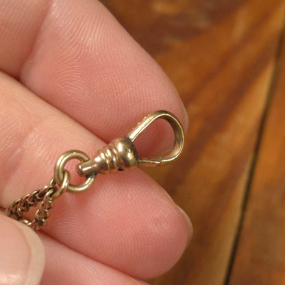 Antique Gold Tone Opal Seed Pearl Pocket Watch Slide Chain Necklace