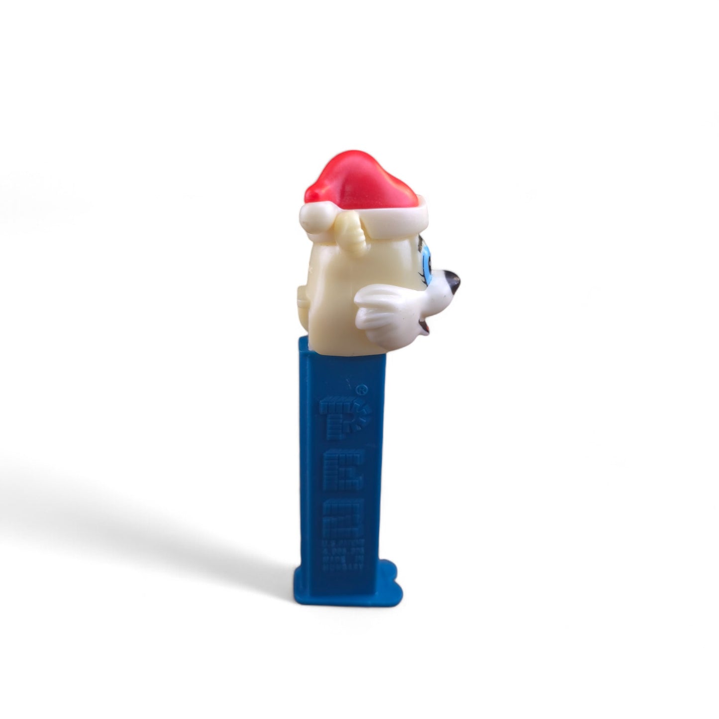 PEZ Christmas Polar Bear With Santa Hat Footed Candy Dispenser 2002 Blue