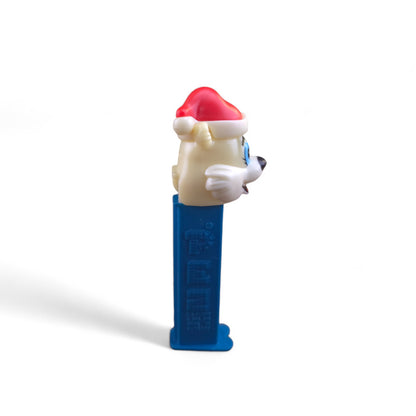 PEZ Christmas Polar Bear With Santa Hat Footed Candy Dispenser 2002 Blue