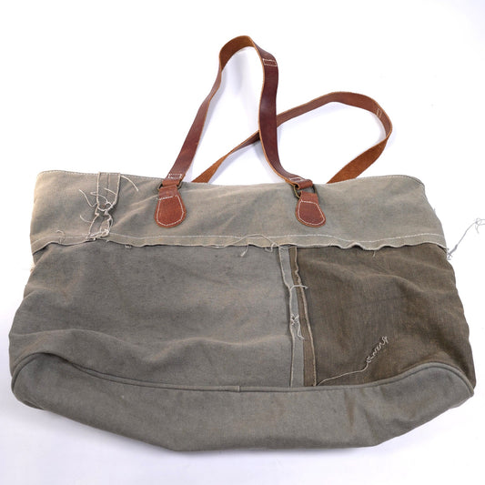 Canvas & Leather Large tote Bag Zipper Closure Return Postage Due 1986