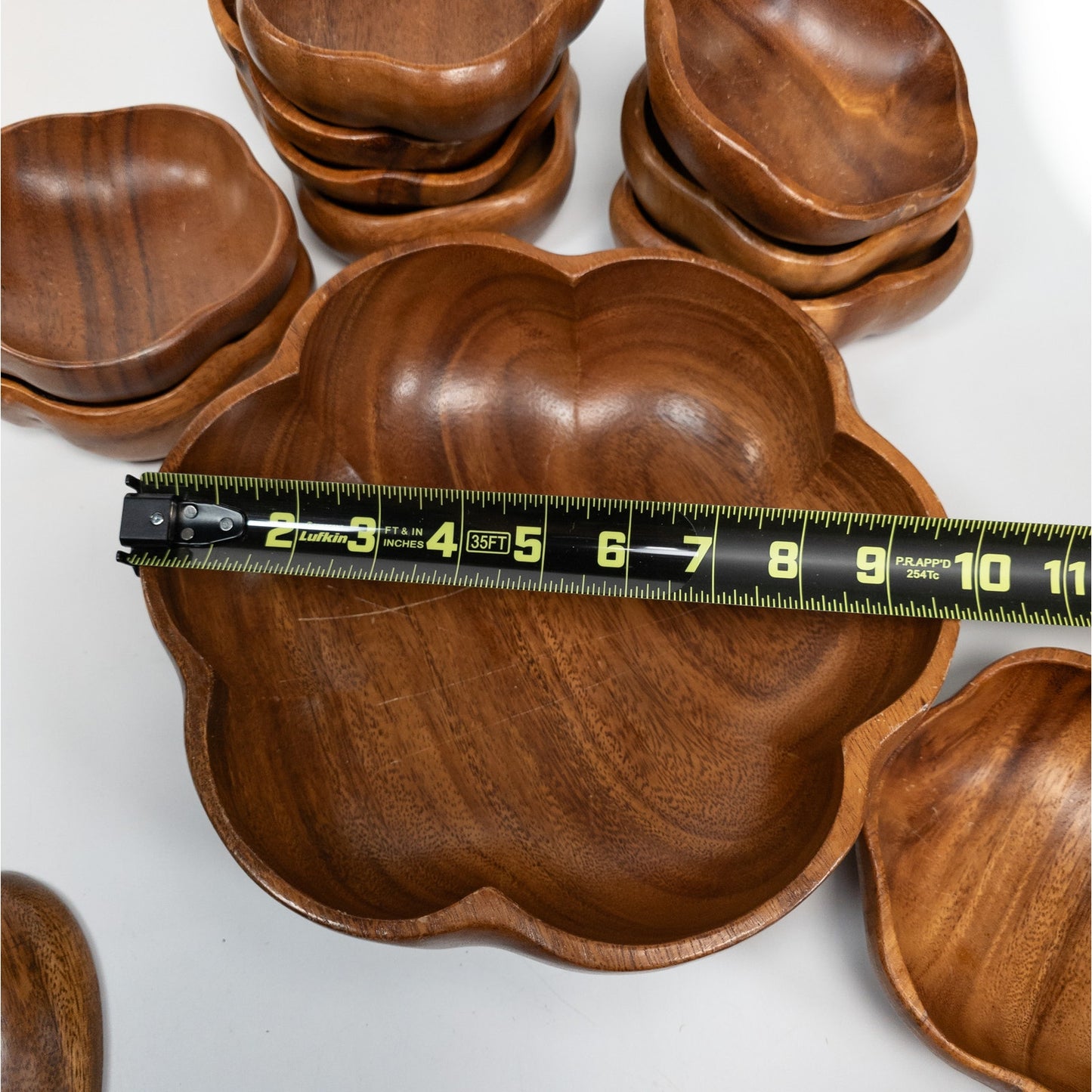 Leilani Monkey Pod Wood Salad Bowl Set 10 Bowls, 1 Serving Bowl w/ Fork & Spoon