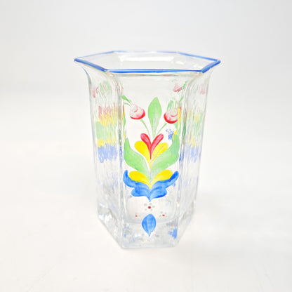 Sea Of Sweden Hand Blown Hand Painted Glass Vase W/ Flower Pattern