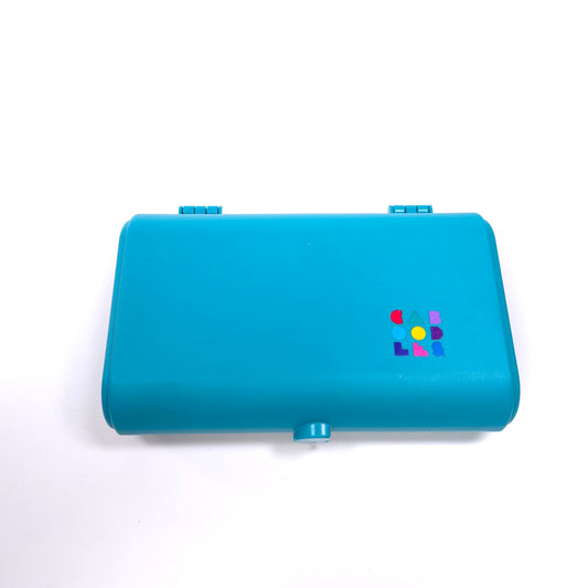 Vintage Caboodles Small Cosmetic Makeup Jewelry Box w/ Mirror Teal 2606