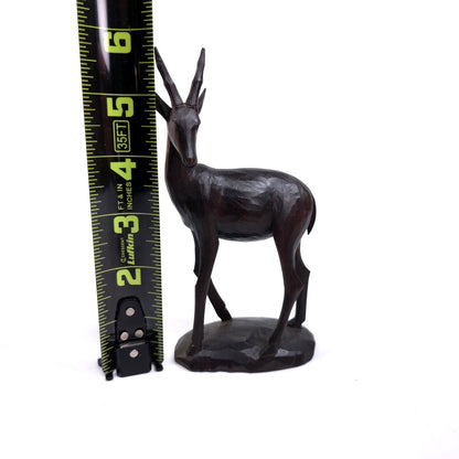 Vintage MCM Hand Carved Wooden Antelope Gazelle Figurine