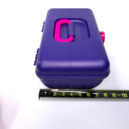 Vintage Caboodles Medium Cosmetic Makeup Jewelry Box w/ Mirror Purple Pink 2752