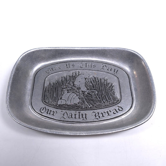 Wilton Armetale Pewter Bread Tray Give Us This Day Our Daily Bread Metal Decor