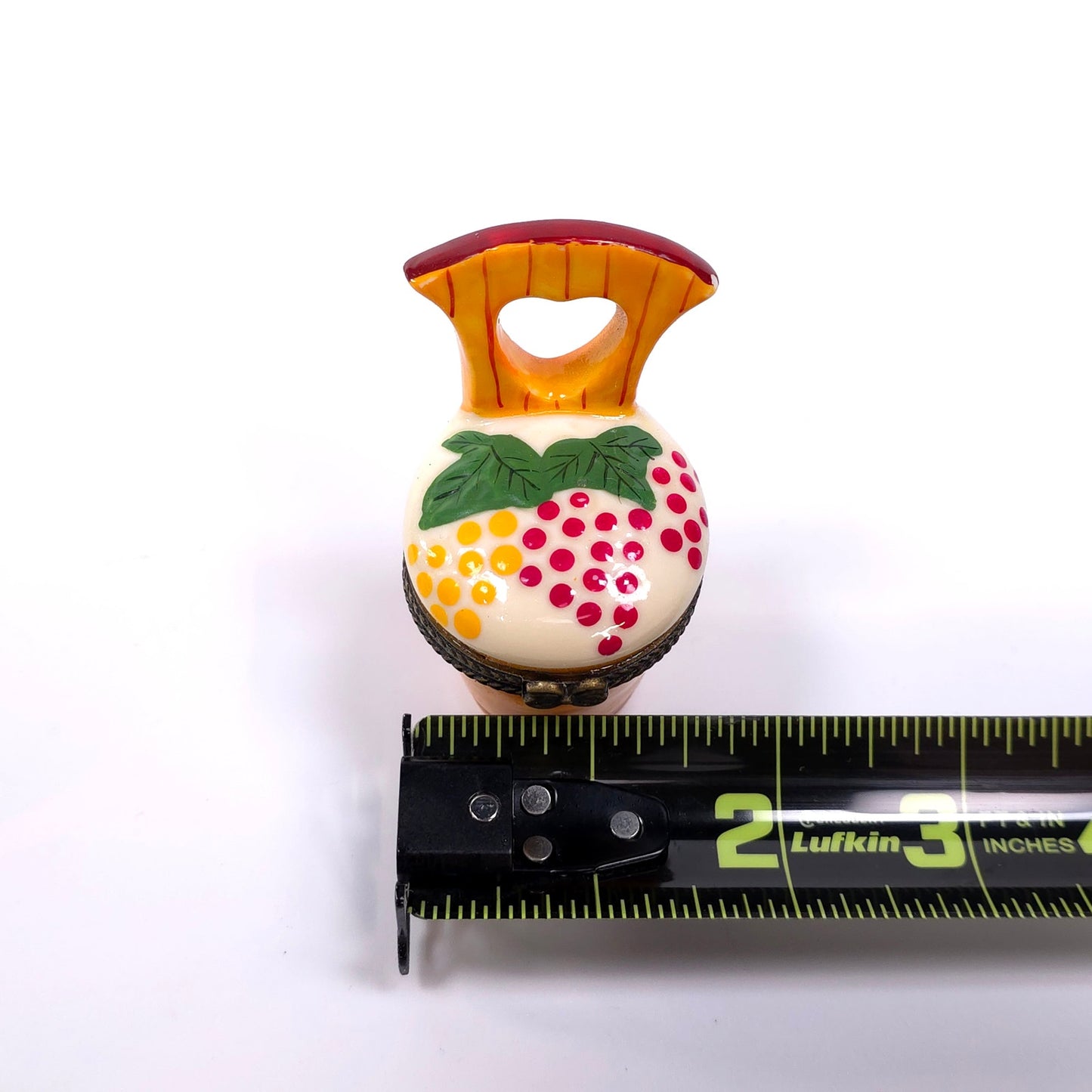 Porcelain Hinged Keepsake Trinket Box Pot Seat Fruit Berry Design