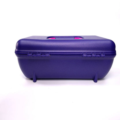 Vintage Caboodles Medium Cosmetic Makeup Jewelry Box w/ Mirror Purple Pink 2752