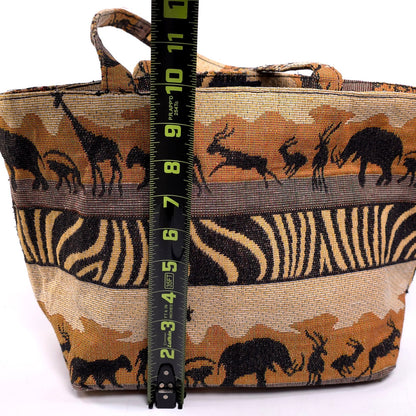 African Safari Themed Shoulder Tote Bag Purse Elephant Monkey Giraffe Antelope