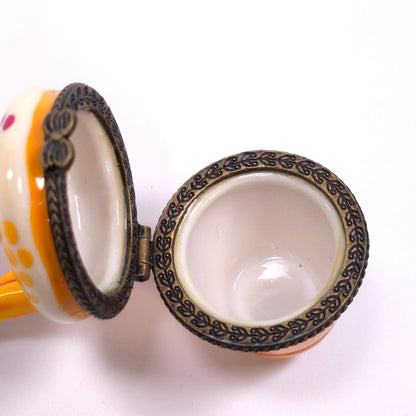 Porcelain Hinged Keepsake Trinket Box Pot Seat Fruit Berry Design