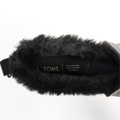 Toms Paxton Black Embossed Leather Slip On Faux Fur Lined Ankle Booties Size 9.5