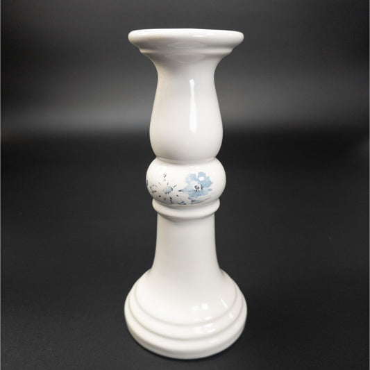Royal Haeger Ceramic 8" Candle Stick Holder Blue Flowers