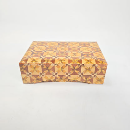 Vintage Yoseki Elaborate Mosaic Wood Box Jewelry Trinket Japan