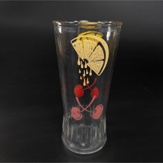 Anchor Hocking 1537 Lemon and Cherry MCM Collins Tumbler Mixed Drink Tea