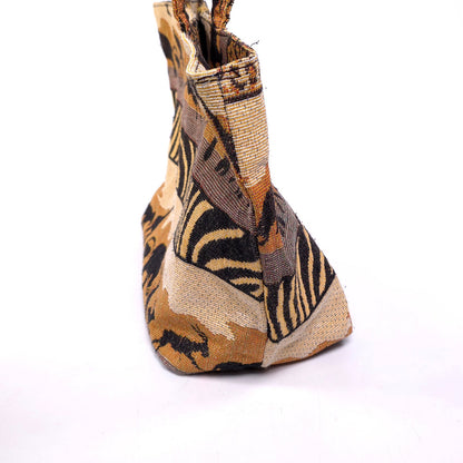 African Safari Themed Shoulder Tote Bag Purse Elephant Monkey Giraffe Antelope