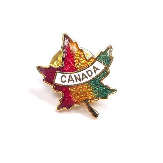 Vintage Canada Maple Leaf Enamel Pinback Pin