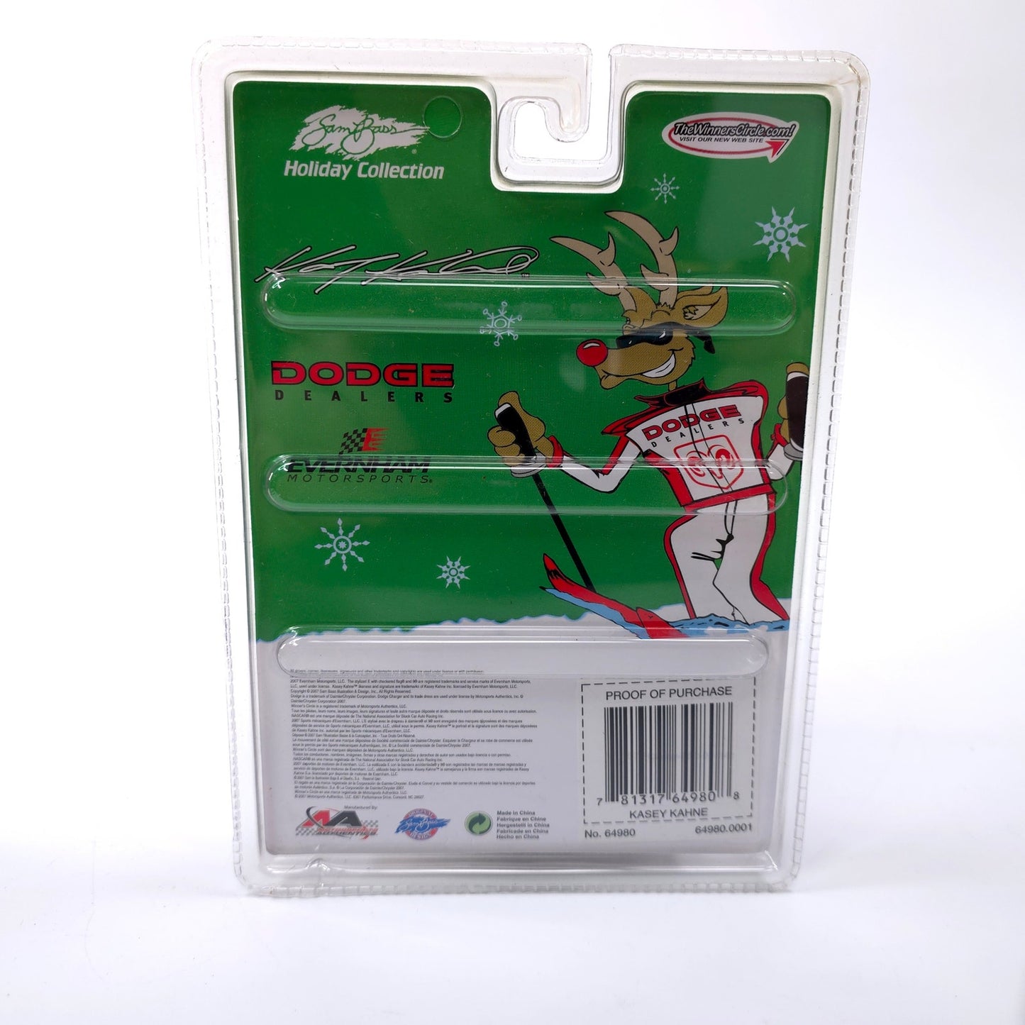 Sealed Kasey Kahne #9 Winner's Circle Holiday Collection Reindeer Hood