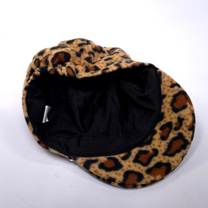 Leopard Animal Print Rhinestone Felt Bling Newsboy Cadet Hat Cap