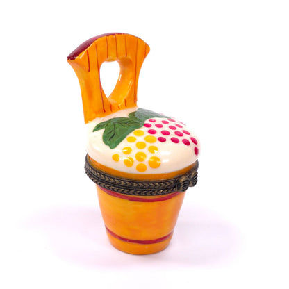 Porcelain Hinged Keepsake Trinket Box Pot Seat Fruit Berry Design