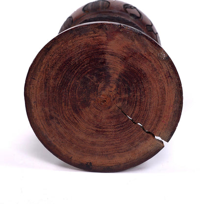 Hand Carved African Keepsake Trinket Jewelry Box Ceremonial Vessel