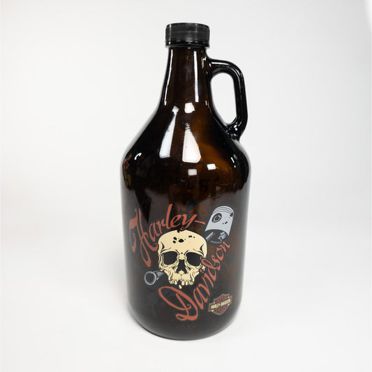 Haryley Davidson Piston Skull Glass Growler Jug Bottle