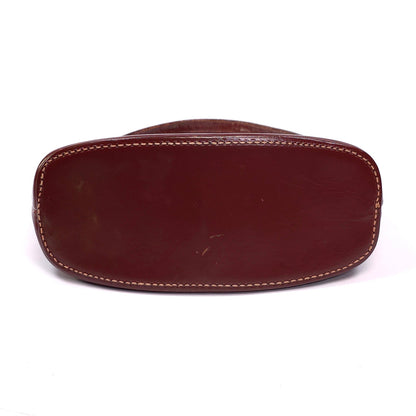 Vintage Companion Leather Top Handle Kiss Lock Bag Purse