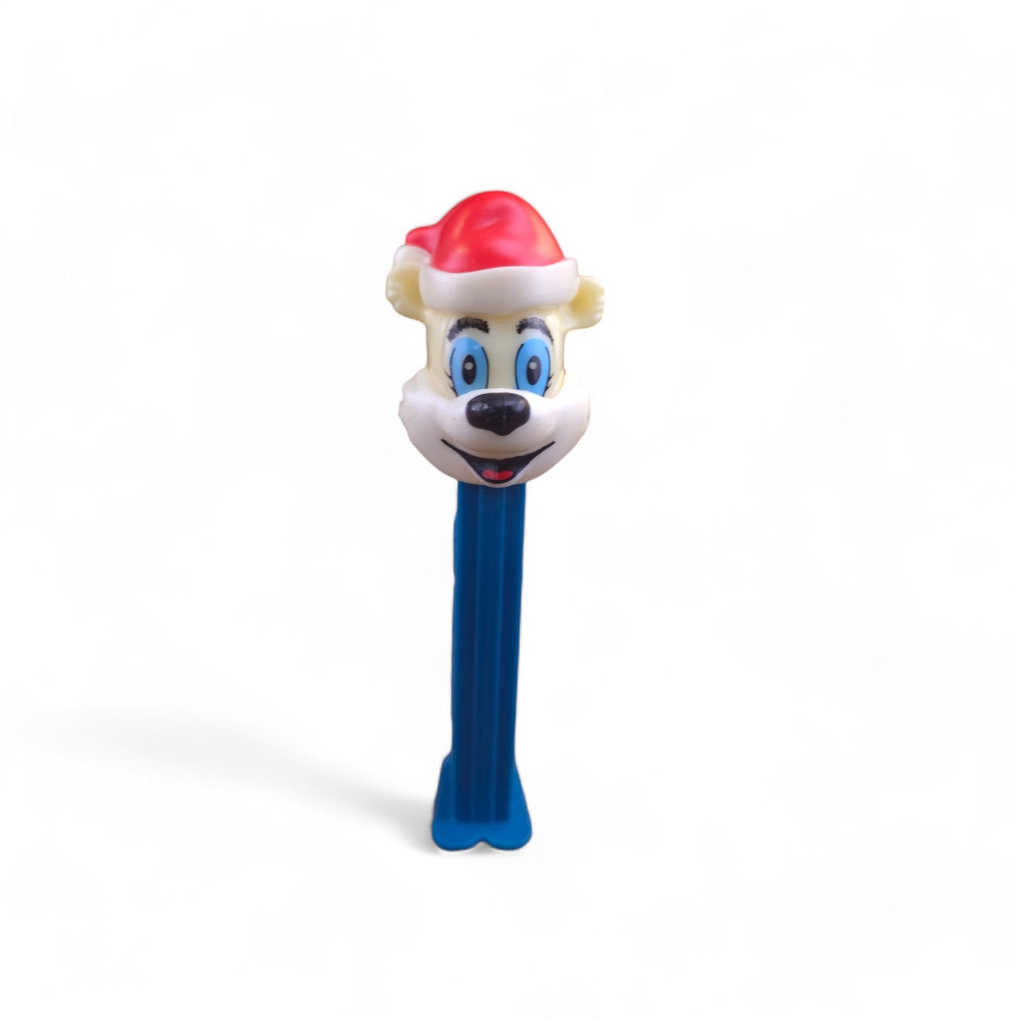 PEZ Christmas Polar Bear With Santa Hat Footed Candy Dispenser 2002 Blue