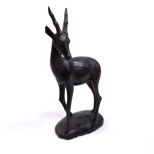 Vintage MCM Hand Carved Wooden Antelope Gazelle Figurine