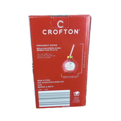 Crofton Ornament Sipper Cup with Straw 13.2 oz Merry and Bright Christmas