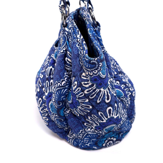 Vera Bradley Large Blue Bandana Shoulder Tote Bag Purse