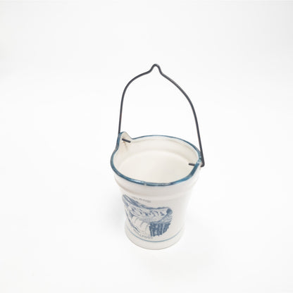 Vintage MCM Island Gullfoss Blue Flower Ceramic Mini 3" Bucket