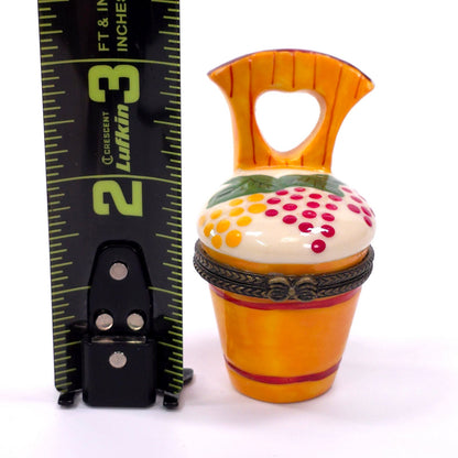 Porcelain Hinged Keepsake Trinket Box Pot Seat Fruit Berry Design