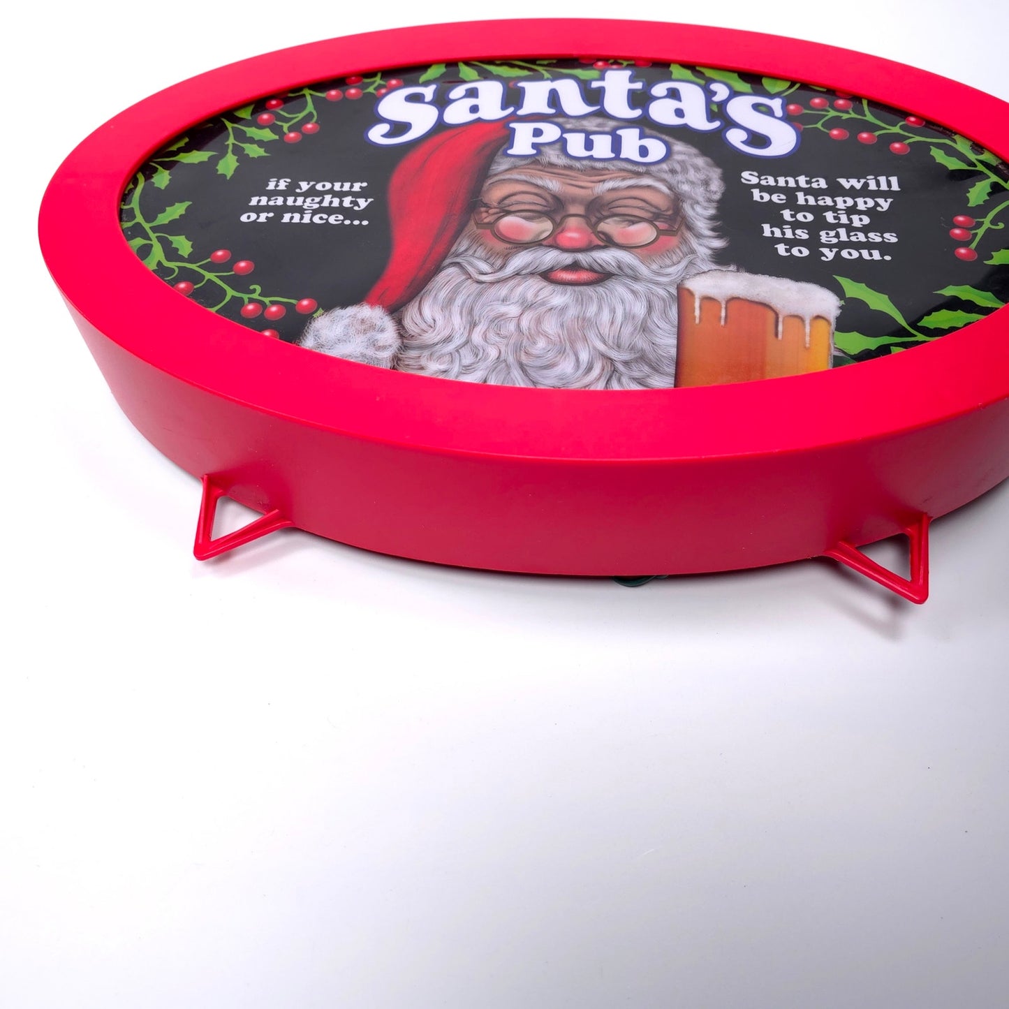 Santa's Pub Light Up Sign Happy Hour Beer Man Cave Christmas