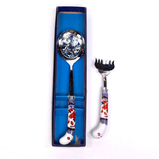 Vintage Prill Sheffield England Spoon Fork Stainless Steel Porcelain Handle