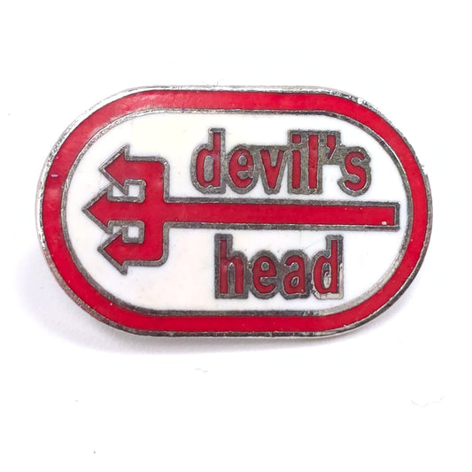 Vintage Devil's Head Enamel Pinback Pin