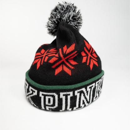 Victoria's Secret Pink Knit Snowflake Stocking Beanie Cap Hat W/ Pom