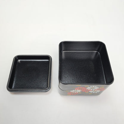 Vintage Japanese 2 Tier Lacquer Bento Trinket Box Flower Pattern