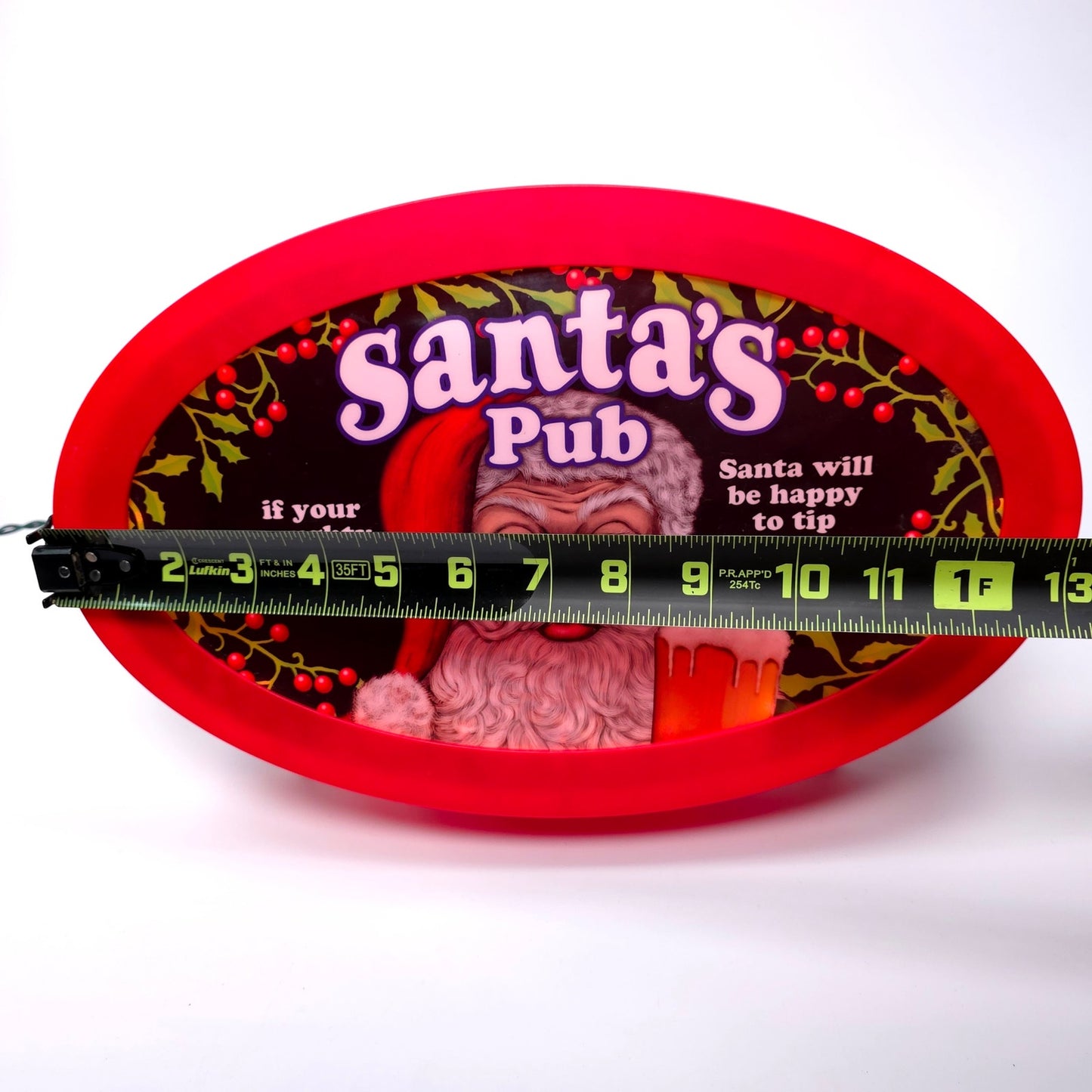 Santa's Pub Light Up Sign Happy Hour Beer Man Cave Christmas