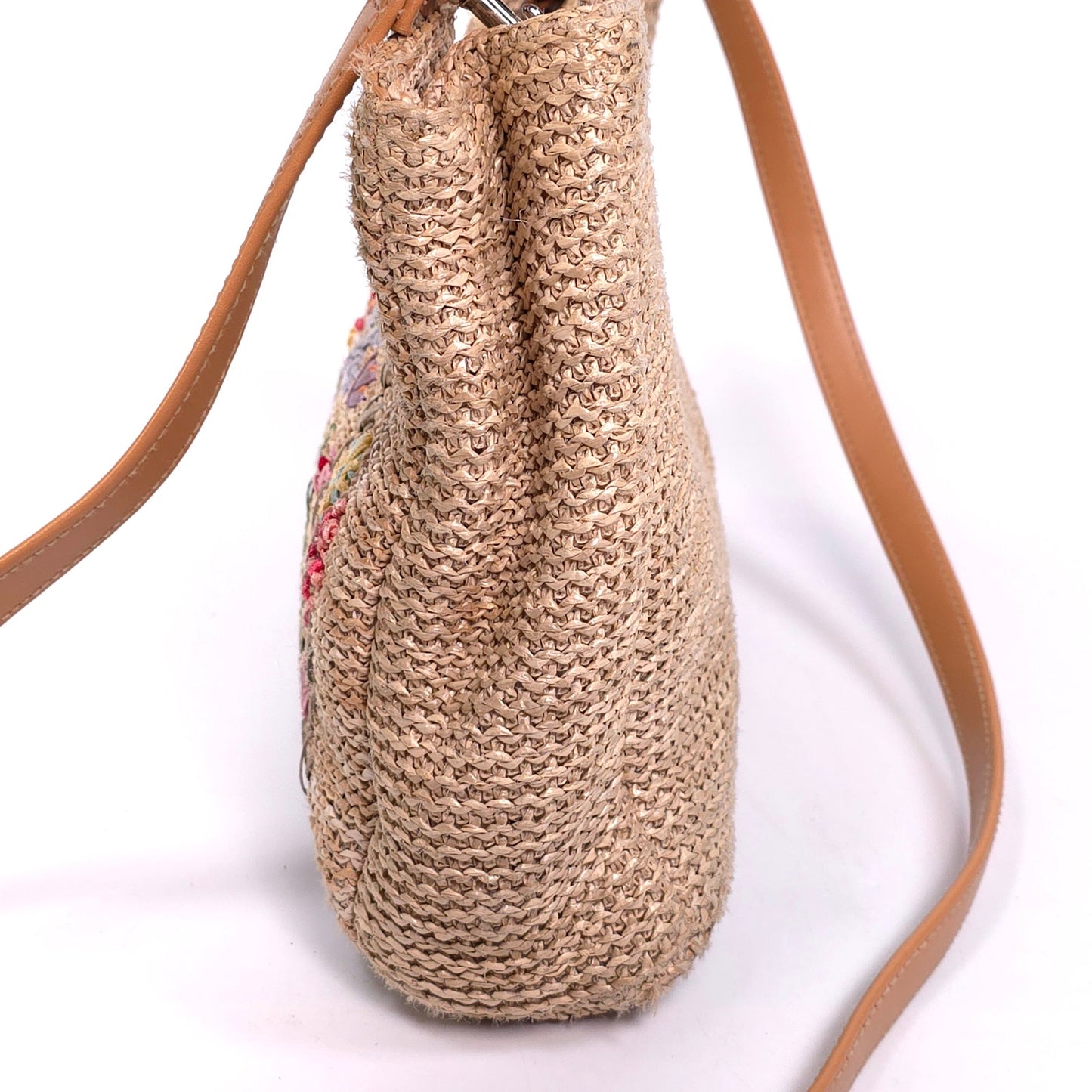 Woven Floral 4 Compartment Top Handle Shoulder Bag Purse