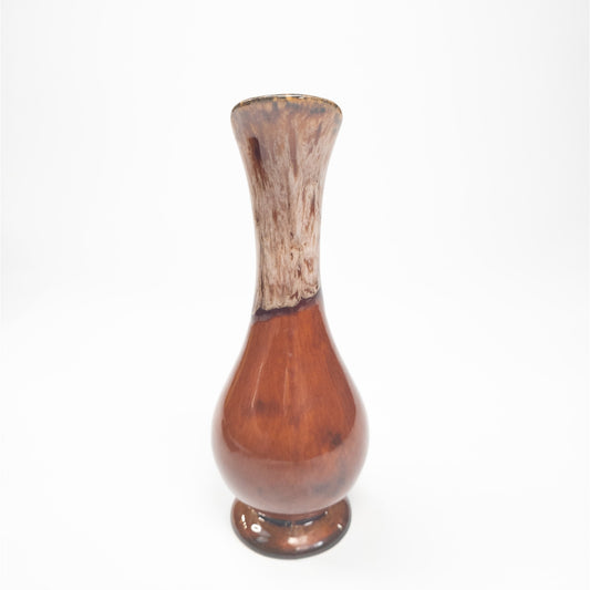 Vintage MCM Brown/White Ceramic Bud Vase Pitcher USA