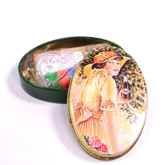 Vintage Travel Pocket Sewing Kit Tin