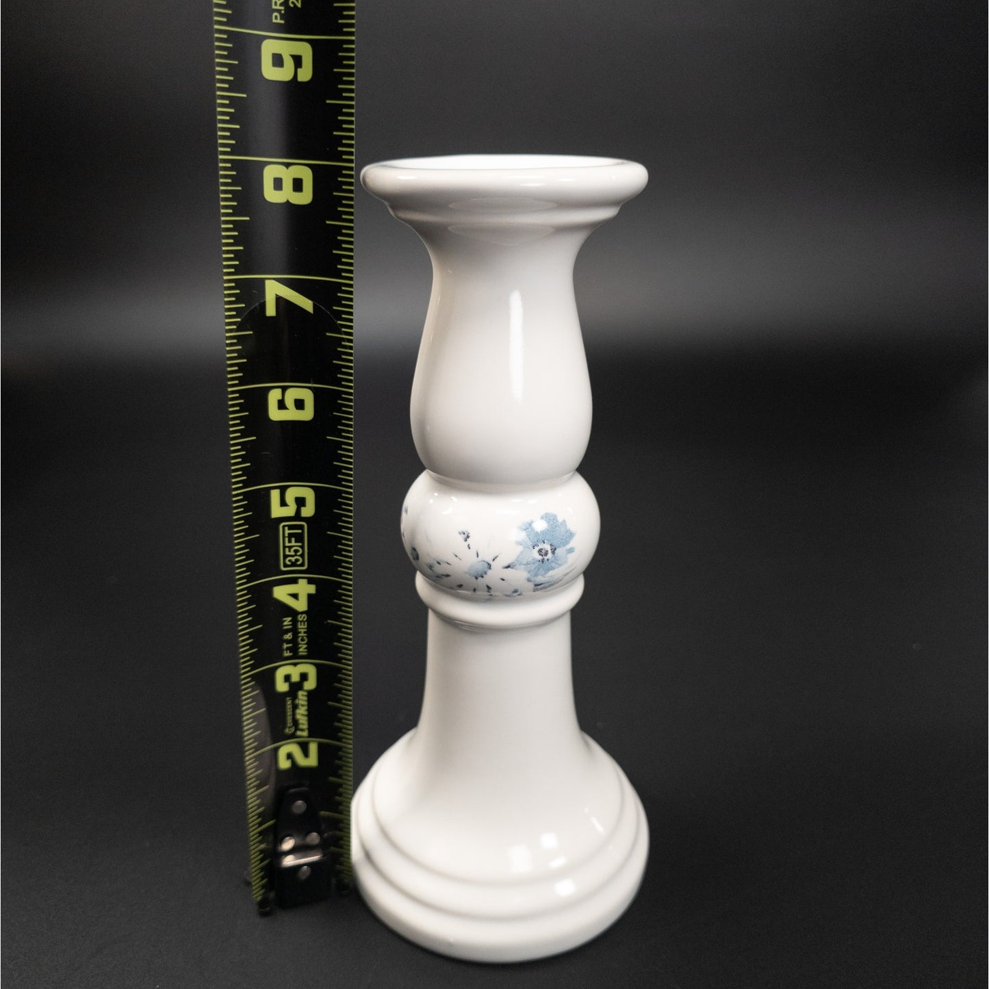 Royal Haeger Ceramic 8" Candle Stick Holder Blue Flowers