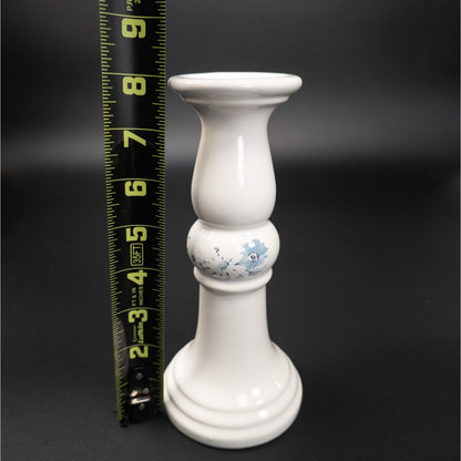 Royal Haeger Ceramic 8" Candle Stick Holder Blue Flowers