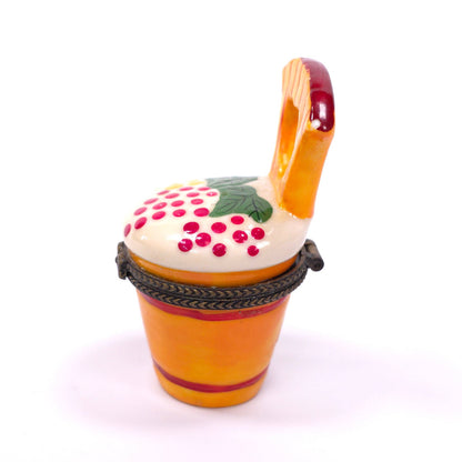 Porcelain Hinged Keepsake Trinket Box Pot Seat Fruit Berry Design