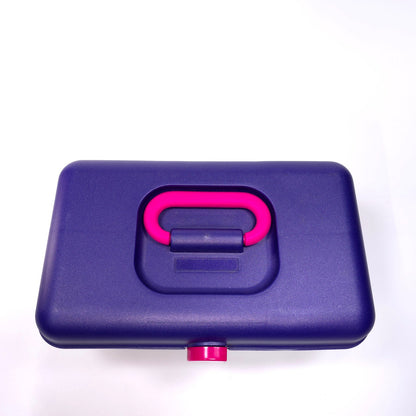 Vintage Caboodles Medium Cosmetic Makeup Jewelry Box w/ Mirror Purple Pink 2752