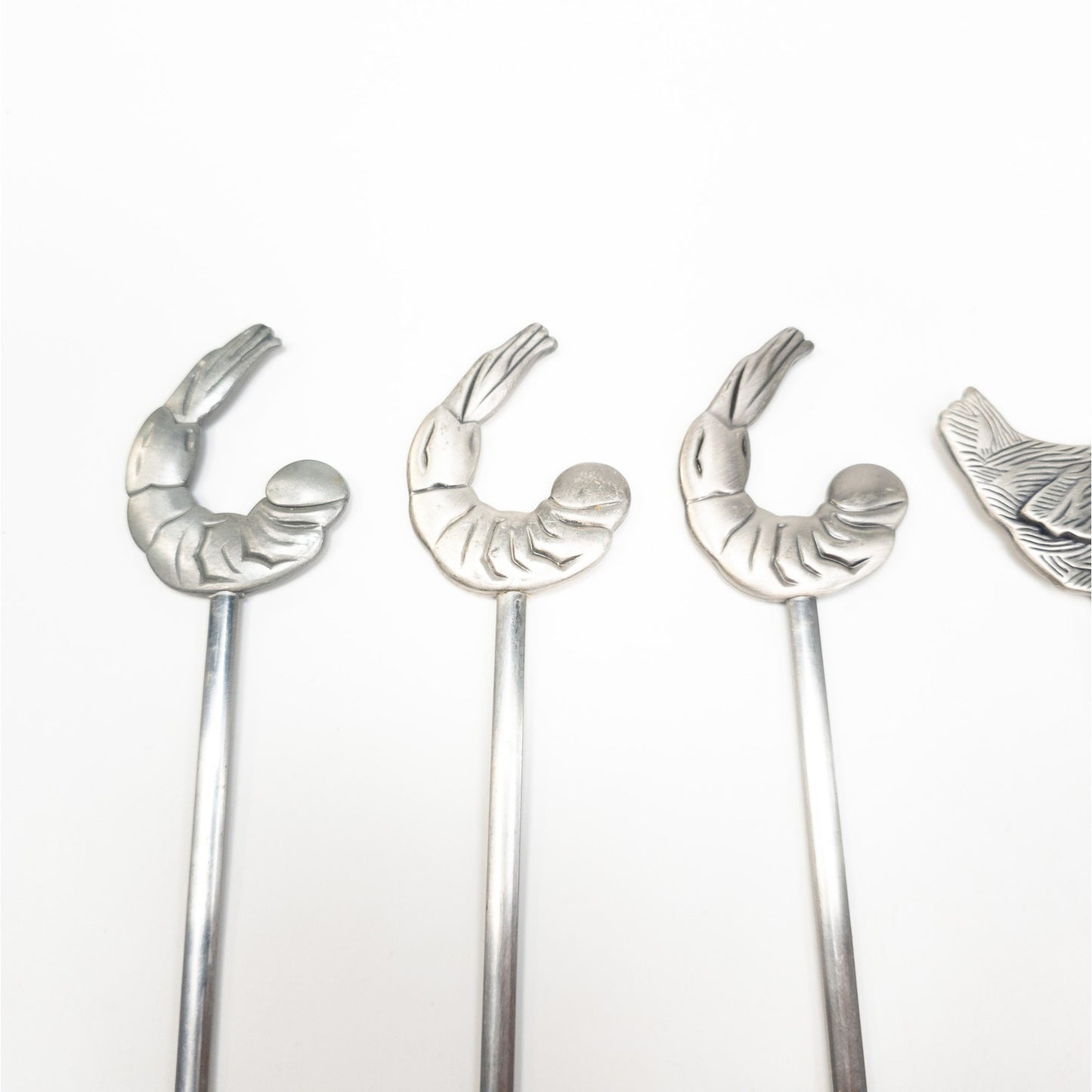 Lot of 6 Stainless Steel Animal Kabob Skewers Bull Chicken Shrimp