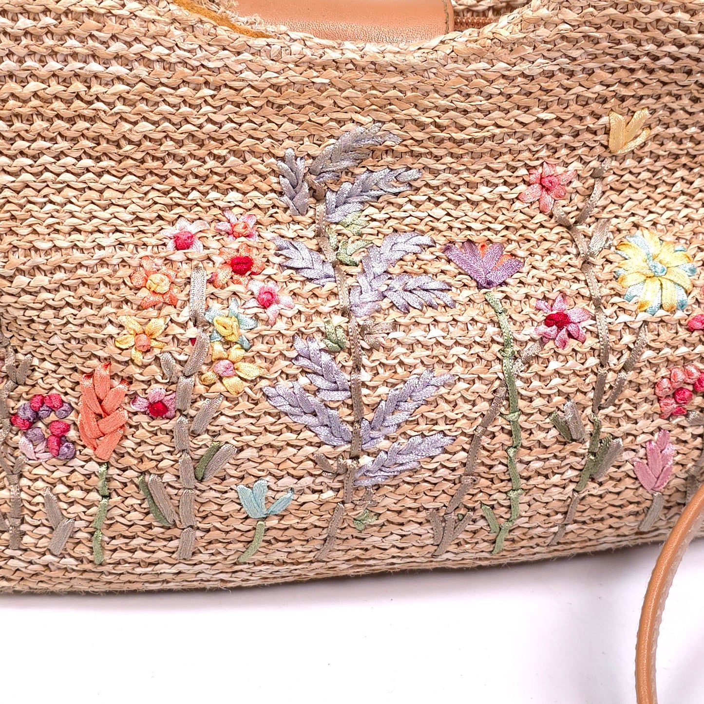 Woven Floral 4 Compartment Top Handle Shoulder Bag Purse